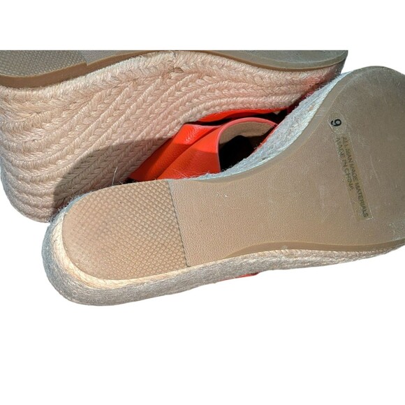 Espadrilles Platform REPORT Wedge Sandals Faux Leather Open Toe Orange Sz 9 - Picture 10 of 11